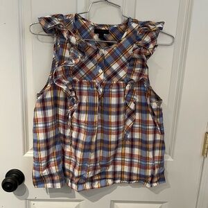 J.Crew Gingham Ruffled Top